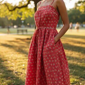 Byer Too! Vintage Open Back Strap Flowered Sun Dress Sz. XS 70's Prairie Core